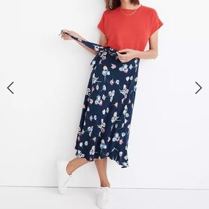Madewell Wrap Midi Skirt In Flutter-By Floral